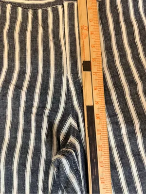 Madewell Zoe Relaxed Wide Pants Linen Blend in Navy White Stripe Size 6 thumbnail 7