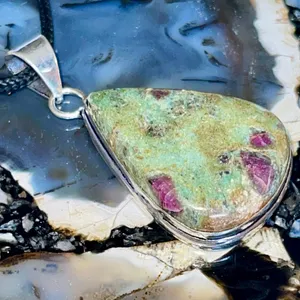 Ruby Fuchsite Crystal Pendant 2” Green thumbnail 13