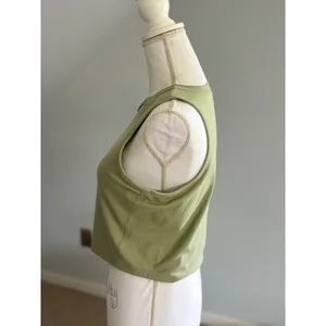 Danskin Active‎ Tank Top Olive Green Sleeveless Zip Up Athletic Large thumbnail 2