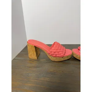 Shu Shop Gladys Coral Braided Platform Block Heel Sandals‎ Cork Size 6.5 New thumbnail 3