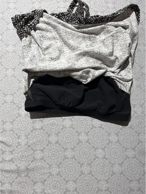 Banana Republic Black and White Patterned Halter Crop Top thumbnail 3