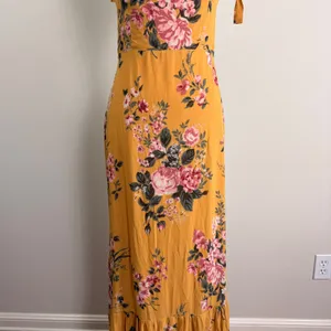 Reformation Jasen Dress Anjelica Yellow Floral Tie Strap Maxi Dress Size 6 thumbnail 9