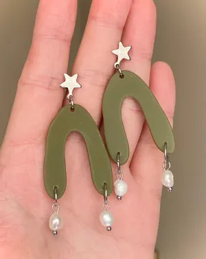 unique retro vintage funky boho style dangle earrings 🌀🍃💛 thumbnail 3