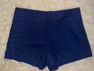 Alice + Olivia Size 0 Blue Short Pants Tapered Pockets Utility Linen thumbnail 1
