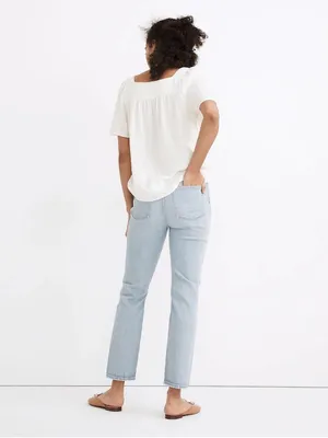 Madewell The High-Rise Slim Crop Boyjean in Dumas‎ Wash: Ripped Edition size 25 thumbnail 2