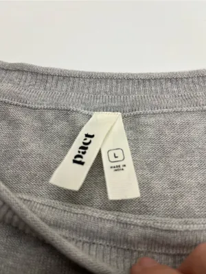 Pact Womens Grey Gray Lightweight‎ Pullover Sweater 100% Organic Cotton Large thumbnail 2