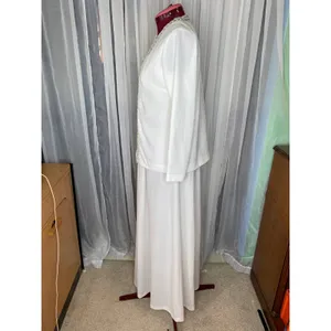wedding dress jacket white silver V neck Vintage 1970’s sz s thumbnail 12