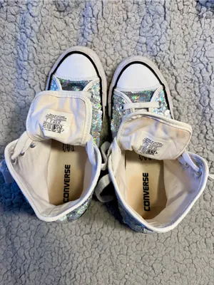 Converse Chuck Taylor All Star Silver Sequin High Tops. Rare Limited Edition. thumbnail 8