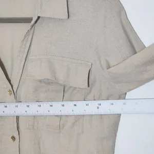 Michael Kors Khaki Linen Blend Mini Shirt Dress with Sash Size Small thumbnail 6