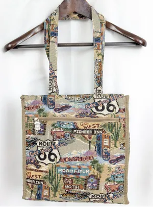 American Vintage Vintage Route 66 Tapestry Tote Bag thumbnail 1