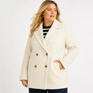 Free Assembly Womens Jacket XXL Cream Double Breasted Boxy Notch Lapel Coat thumbnail 6