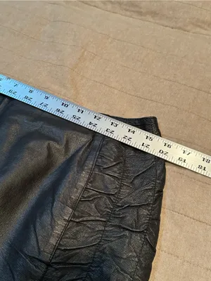 Black Faux Leather Mini Skirt with Ruched Side Panels thumbnail 3