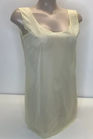 Zuliana Size Small Yellow Mesh Cover Up Dress With Side Slits. Made in USA. New. thumbnail 1