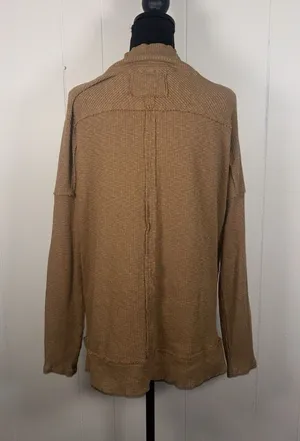 Free People We The Free Cognac Long SLeeve Tunic oversized‎ sweater Xs Mock Neck thumbnail 1