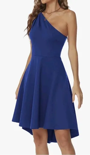 Size XL Sarin Mathews One Shoulder High Low A-Line Blue Dress $43 B24 BB thumbnail 1