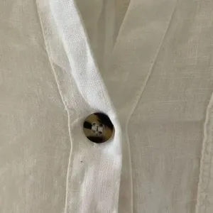 ZARA White Linen Blend Crop Button Up Shirt Boxy Minimalist Bohemian SZ L #1675 thumbnail 8