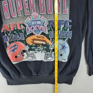 VTG Buffalo Bills Cowboys Super Bowl Crewneck Sz‎ L Distressed Black Lightweight thumbnail 10