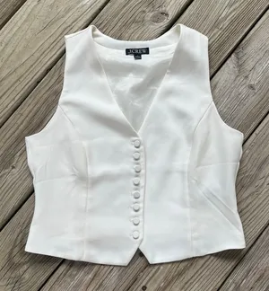 J.Crew Women's Slim Fit Tuxedo Vest In City Crepe White Size 6 thumbnail 1