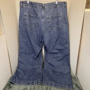 Gap High Rise Wide Leg Crop Jeans Womens 18/34R Blue Dark Wash Stretch Denim thumbnail 4