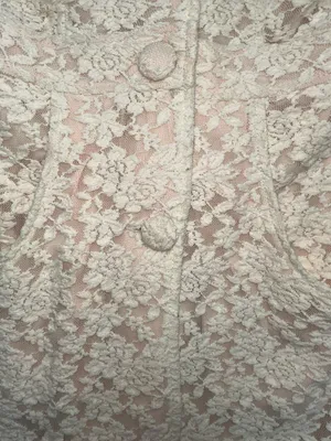 SassyBling Womens Medium Cream Floral Lace Duster Pea Coat Ruffle Coquette thumbnail 7