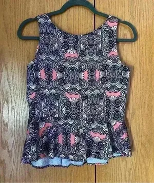 Amanda Uprichard Printed Sleeveless Peplum Top Large thumbnail 4