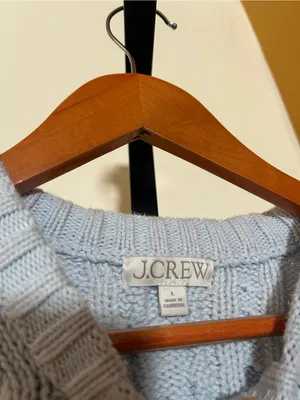 J. Crew Cable-knit Crewneck Sweater 100% Cotton‎ Light Blue Size Large thumbnail 3