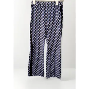 Maeve Anthropologie Geometric Print Flare Disco Ponte Knit Blue Pants, Women's M thumbnail 3