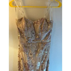 Speechless Sequin Floral Embroidery Prom Gown Nude‎ Lavender Gold Size 3 thumbnail 8