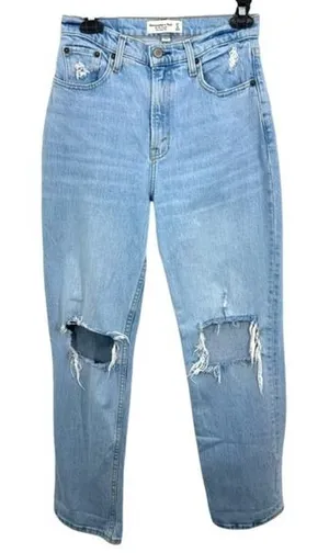 Abercrombie & Fitch 90s Straight‎ Ultra High Rise Curve Love Jeans Distressed thumbnail 1