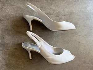 East 5th Women's White Peep-Toe Slingback Heels thumbnail 4