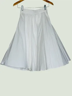 Uniqlo White Flowy Midi Skirt A-Line Swing Skirt Minimalist Summer Skirt Size XS thumbnail 4
