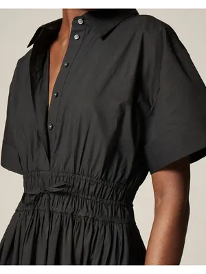 NWT J.Crew Elena Shirt-Dress Midi in Black Solid Cotton Shirtdress 10 thumbnail 2