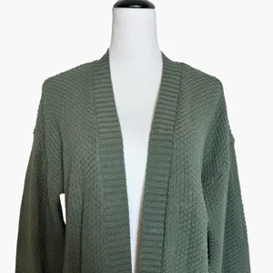 GAP Olive Green Textured Cotton Open Front Longline Cardigan Sweater Size M NWT thumbnail 3