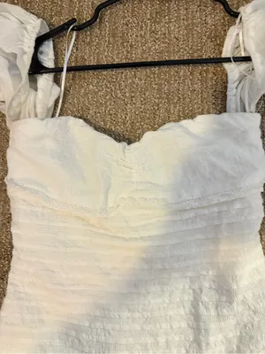 Hello Molly White Puff-Sleeve Sweetheart Mini Dress thumbnail 3
