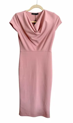 NWT Boohoo Blush Pink Cowl Neck Cap Sleeve Midi Dress Size 6 thumbnail 1