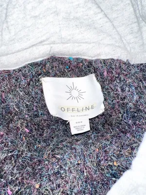 Aerie Cozy Gray Two-Tone Sweater Speckled Colorful Knit Hoodie thumbnail 12