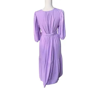 Marie Oliver Betti Aster Purple Lavender V-Neck Tiered Maxi Dress S thumbnail 4