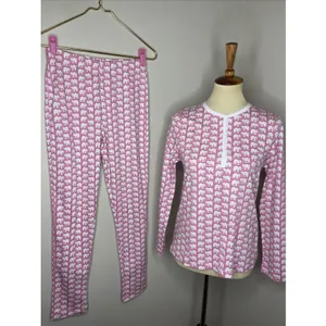 Roller Rabbit Hathi Pima Cotton Pink Elephant-Print Long-Sleeve Pajama Set XS thumbnail 2