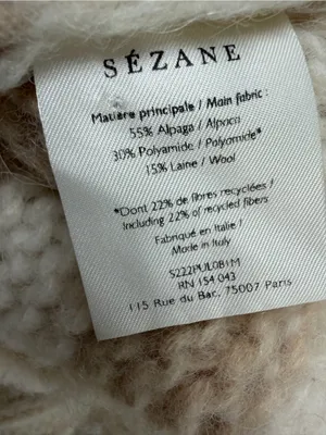 Sezane Lysandre Knit Jumper Sweater in Ecru Camel size Medium $198 thumbnail 14
