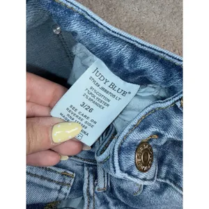 judy blue raw hem colorblock 3/26 wide leg crop thumbnail 3