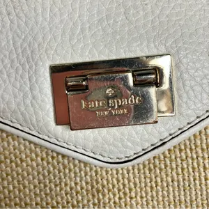 Kate Spade Wesley place‎ woven & leather envelope clutch thumbnail 3
