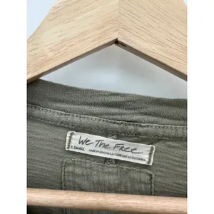 We The Free Arden Extra Long Cotton Top Washed Army‎ Green Long Sleeve Women XS thumbnail 7
