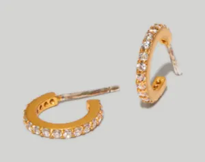Madewell Sparkle Pavé Huggie Mini Hoop Earrings Crystal thumbnail 1