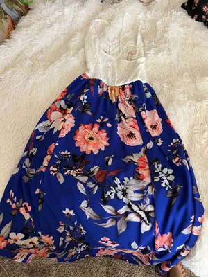 Blue/White floral dress thumbnail 3