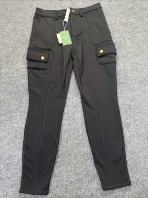 HALARA Black Cargo Joggers with Gold Buttons thumbnail 2