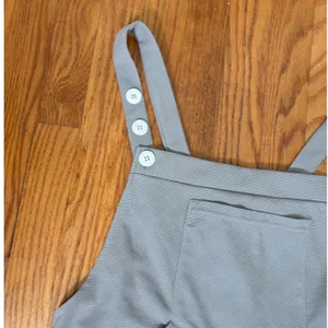 Halara Grey Waffle Knit Overall Shorts Shortalls Button Straps Large NWOT thumbnail 7