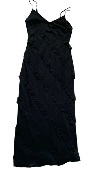Princess Polly Lars Maxi Dress Womens 4 Black Ruffle Tiered Whimsigoth Grunge thumbnail 1