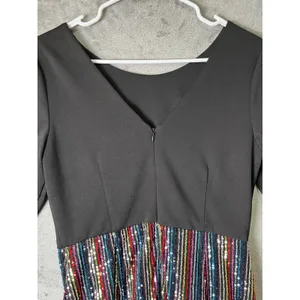 Hutch‎ Sequin Stripe Party Cocktail Mini Dress Black 3/4 Sleeve Women's Size 6 thumbnail 4