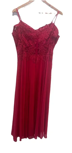 Let's Red Lace Applique Corset Prom Evening Gown SIZE XL thumbnail 1