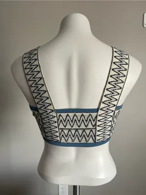 ELYSIIAN | Light Blue Woven Zig-Zag Bandeau Crop Top Sz S thumbnail 5